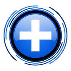 emergency circle blue glossy icon