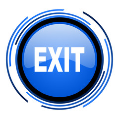 exit circle blue glossy icon