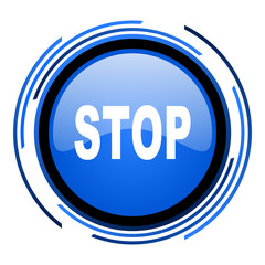 stop circle blue glossy icon