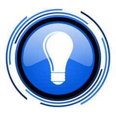 light bulb circle blue glossy icon