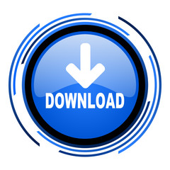 download circle blue glossy icon