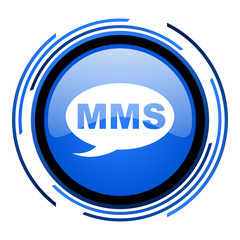 mms circle blue glossy icon