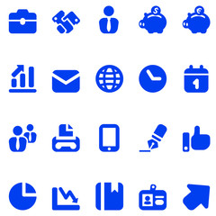 20 icons business in blue