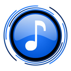 music circle blue glossy icon