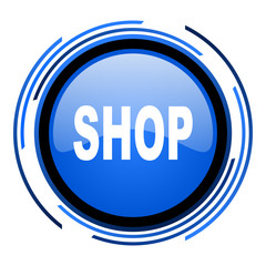 shop circle blue glossy icon