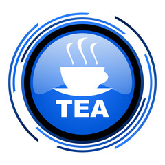 tea circle blue glossy icon