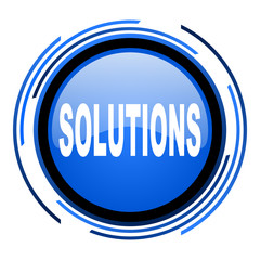 solutions circle blue glossy icon