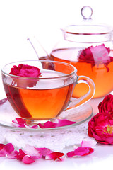 Rose tea close up