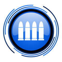 ammunition circle blue glossy icon
