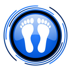footprint circle blue glossy icon