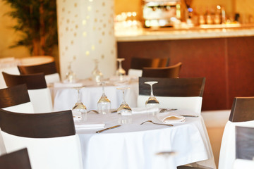 Tables set for meal
