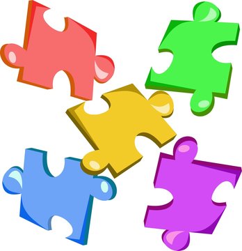 recommend clip art: Colorful pieces of puzzle