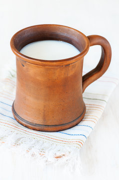 Milk in ceramic mug