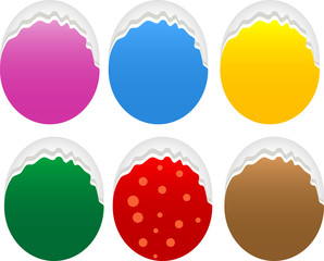 Torn oval paper stickers label tag set
