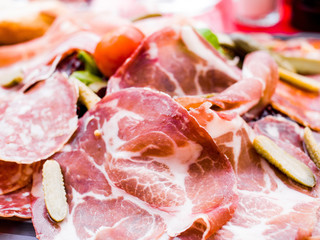 close up of tasty cold meats