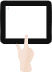 White Tablet PC with man hand