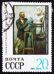 Postage stamp Russia 1968 Sculptor with a Bust of Homer