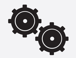 Large isolated black gears silhouette