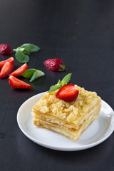 Mille-feuille puff pastry known as the Napoleon, vanilla  slice