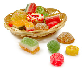 cookies and fruit candy in a bowl