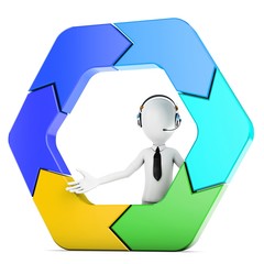 3d man with arrow hexagon