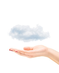 Female hand holding a cloud