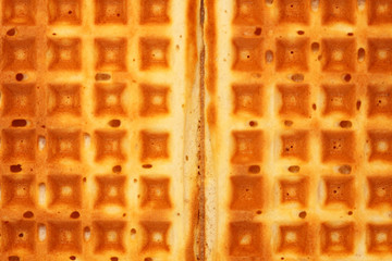 Sweet belgian waffles as background