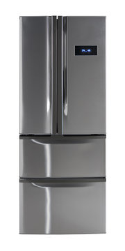 Side-by-side refrigerator isolated with clipping path.