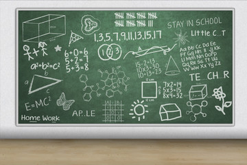 Chalkboard with hand drawn illustration
