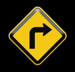 Turn left yellow road sign - 52997335