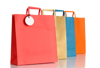 Assorted colored shopping bags