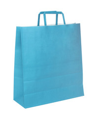 Blue papper shopping bag isolated