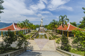 Pagodas and gardens in the Thai Buddhist monastery