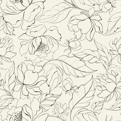 Obraz premium Seamless floral pattern with Peony.