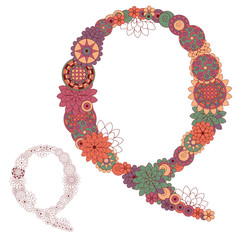 Vector illustration on the letter Q