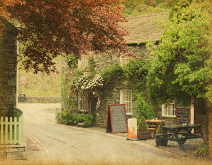 Café dans un petit village près de Keswick, Lake District, UK.