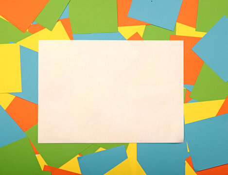 blank white paper with copy space on colorful background