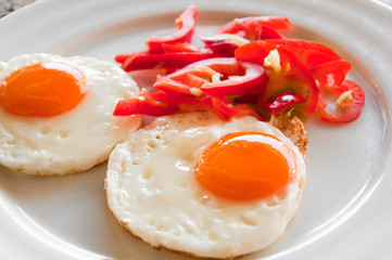 Fried eggs on a plate