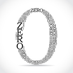 zero sign created from text - illustration