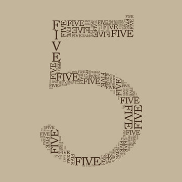 number five created from text - illustration