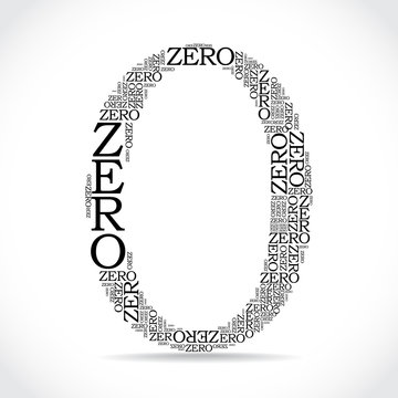zero sign created from text - illustration