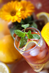 ice tea with marigolds