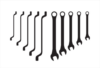 Set of steel spanners silhouettes - illustration