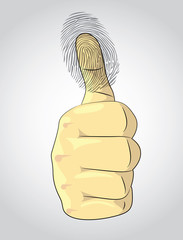 Thumb up and fingerprint - illustration