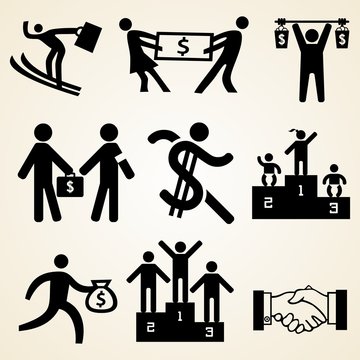Money people icon set, various money theme resources