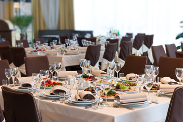 Table set for event party or wedding reception