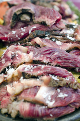 Grilled t-bone steak sliced