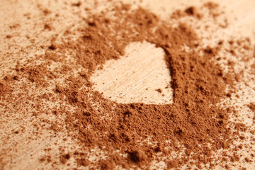 Heart shape made ??of cocoa