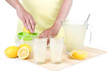 Woman making lemonade