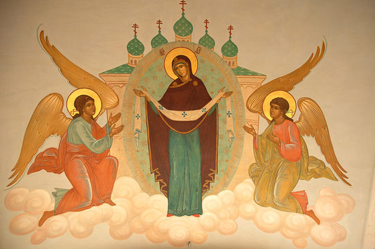 painted silling at theTrinity Lavra of St Sergius